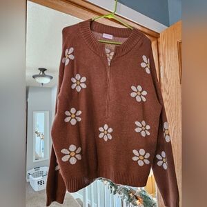 Brown Floral Women's Sweater